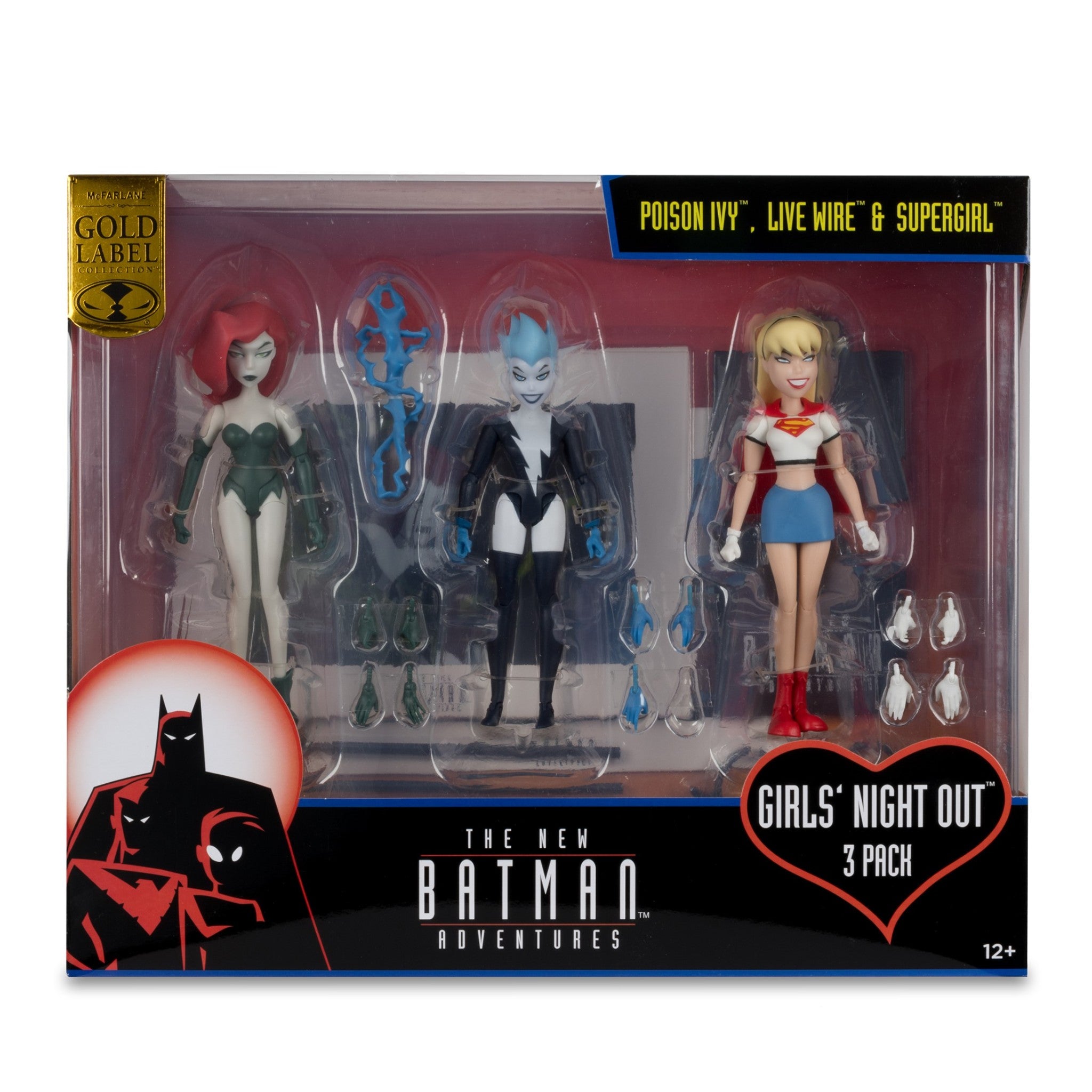 DC Direct New Batman Adventures Supergirl Live Wire Poison Ivy 3 Pack Gold Label